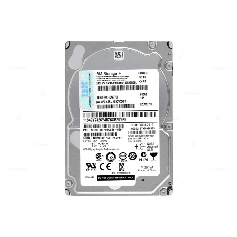 45W7732 IBM HDD 600GB 10K SAS 6G 2.5" SFF HOT-SWAP FOR IBM DS8800